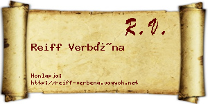 Reiff Verbéna névjegykártya
